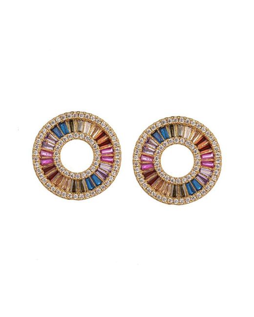 Eye Candy LA White Luxe Collection 18k Plated Cz Rainbow Earrings
