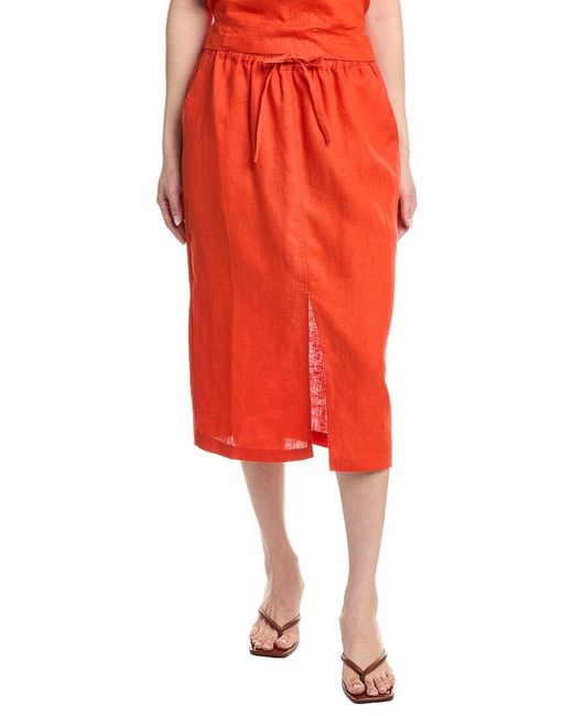 Nation Ltd Red Maisie Linen Midi Skirt