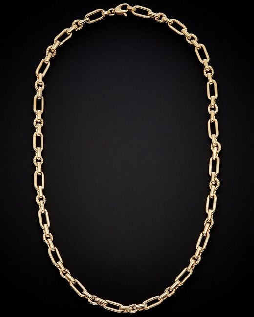 Italian Gold Black 14k Oval Fancy Link Necklace