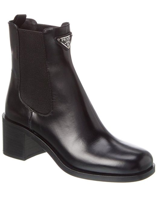 Prada Black Brushed Leather Bootie