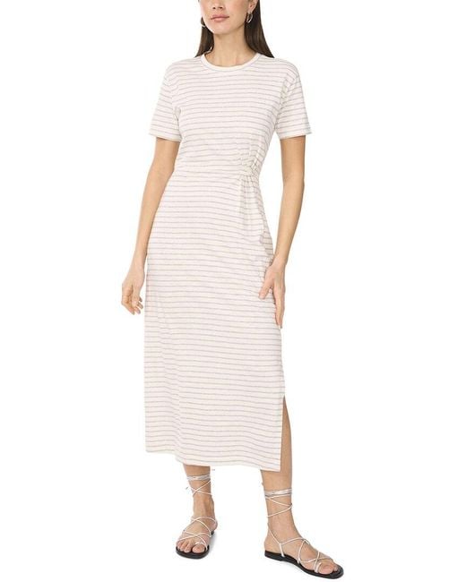 Vince Camuto White Midi Dress With Ruched Side