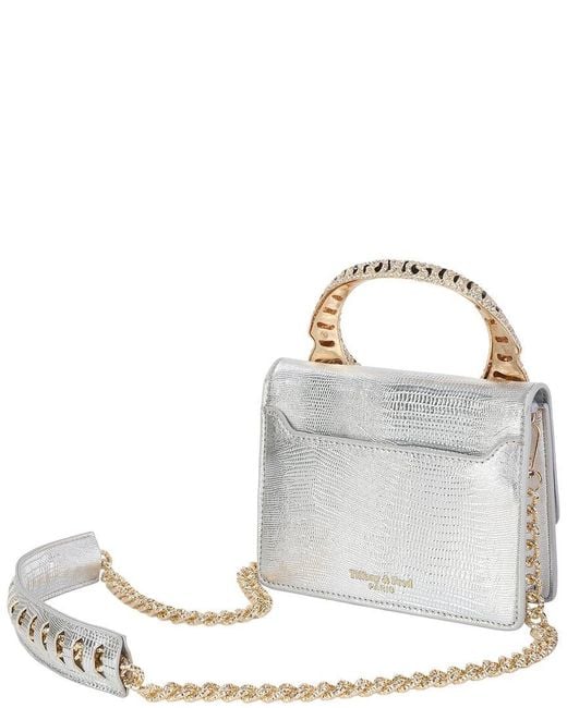 Tiffany & Fred Paris White Croc-Embossed Leather Shoulder Bag