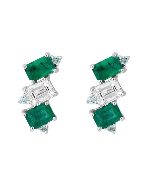 Effy Fine Jewelry Green 14K 2.65 Ct. Tw. Diamond & Emerald, Sapphire Earrings