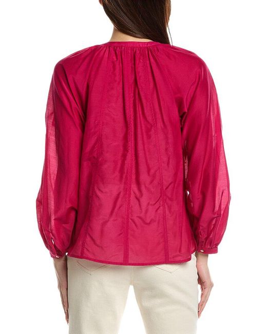 Tommy Bahama Red Agua Amara Seamed Silk-Blend Peasant Top