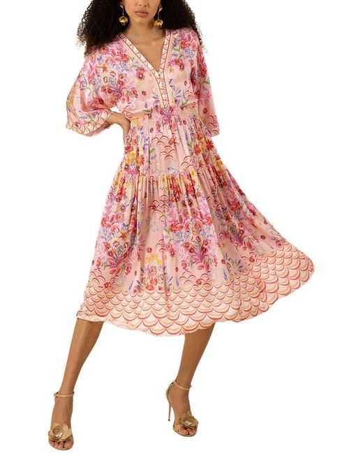 Hale Bob Pink Zahra Midi Dress