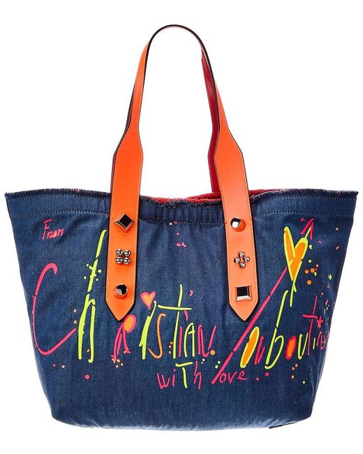 Christian Louboutin Blue Canvas & Leather Tote