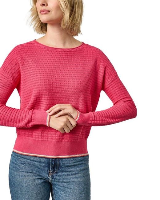 Lilla P Red Tipped Hem Wide Neck Sweater