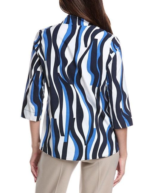 Joseph Ribkoff Blue Front Pleat Top