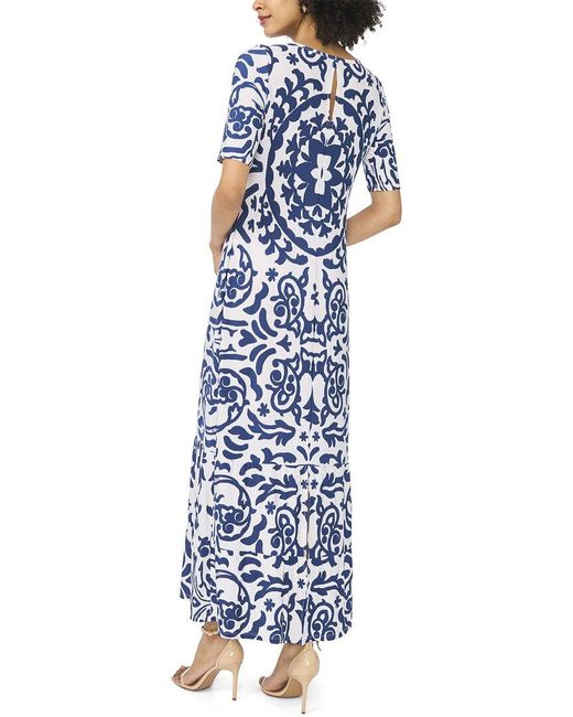 Vince Camuto Blue 3/4 Sleeve Crewneck Maxi Dress