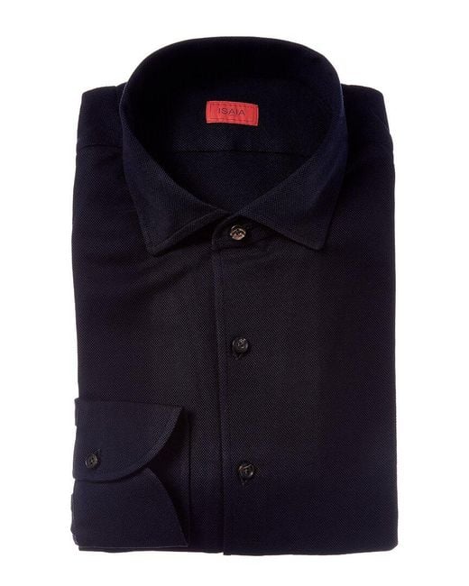 Isaia Blue Jersey Sport Shirt for men