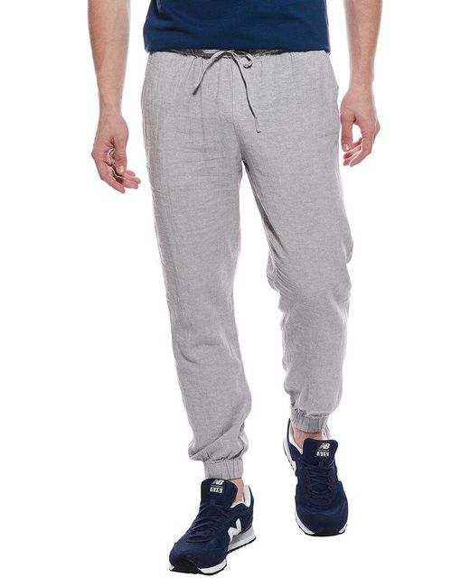 Tahari Gray Drawstring Linen-Blend Jogger Pant for men