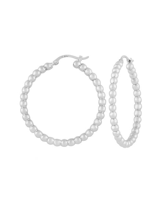 Jane Basch White Silver Beaded Hoops
