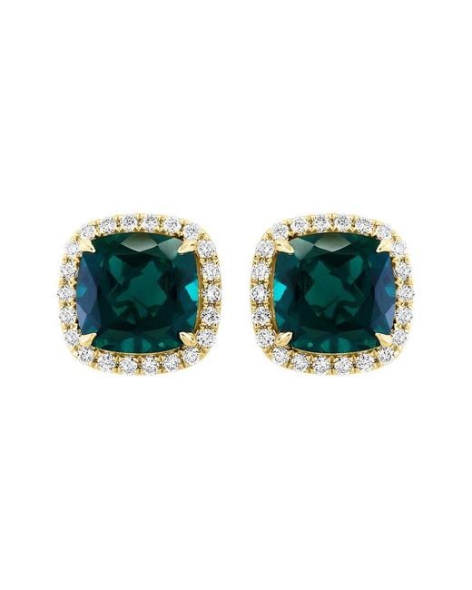 Effy Fine Jewelry Blue 14K 6.35 Ct. Tw. Lab-Grown Diamond & Lab-Grown Emerald Earrings