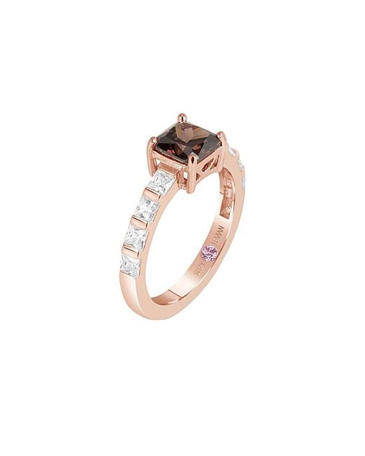 Suzy Levian White Rose Gold Vermeil Cz Ring