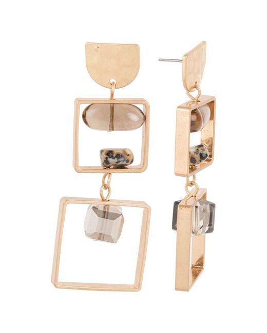 Saachi White Square Drop Earrings