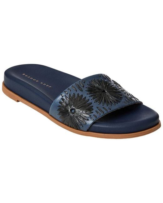 Jack Rogers Blue Somerset Raffia & Leather Sandal