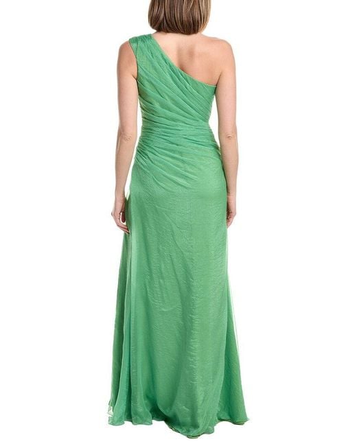 Rene Ruiz Green Asymmetric One-Shoulder Gown