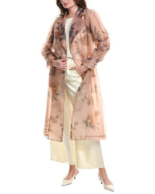 NVLT Pink Floral Organza Wrap Trench Coat