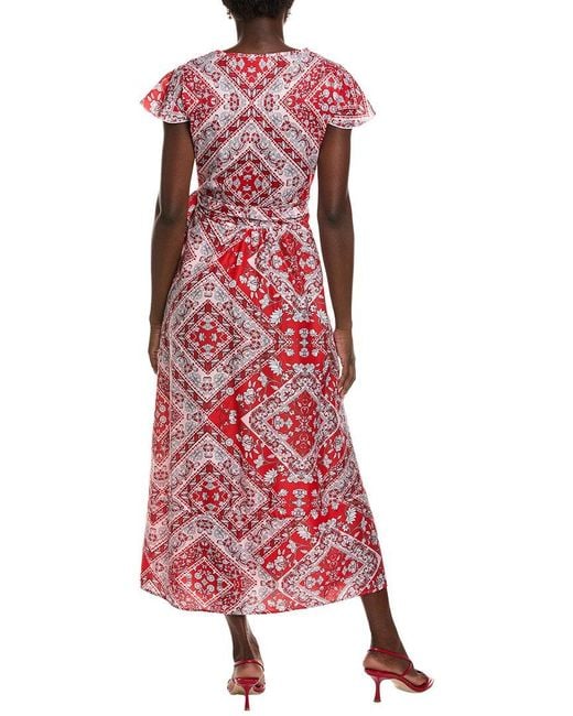 IPPONELLI Red Wrap Midi Dress