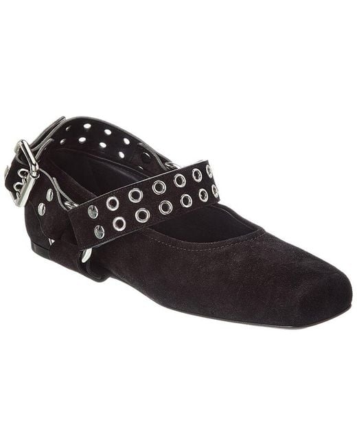 Alaïa Black Alaïa Biker Suede Ballet Flat