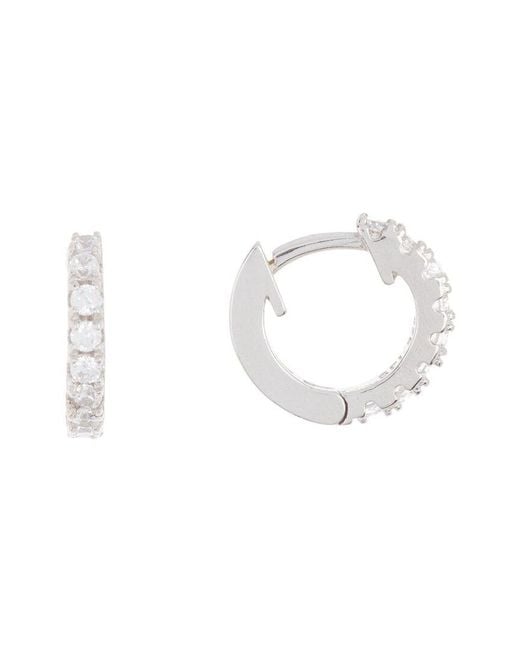Adornia White Silver Huggie Earrings