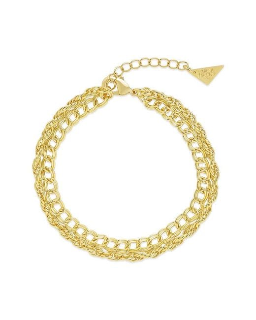 Sterling Forever Metallic 14k Plated Two Layered Chain Bracelet