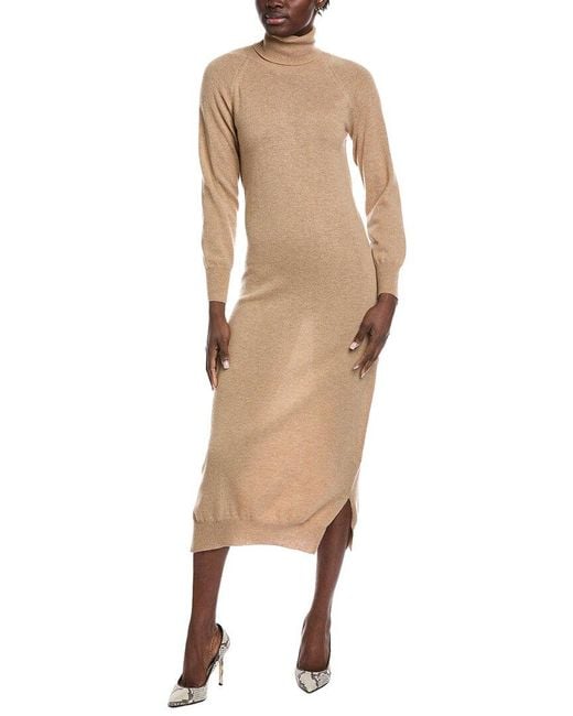 Brodie Cashmere Natural Turtleneck Wool & Cashmere-Blend Sweaterdress