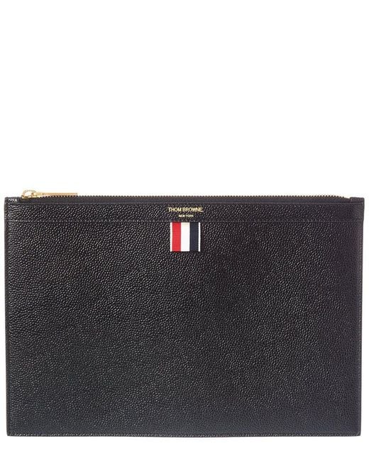 Thom Browne Black Leather Pouch for men
