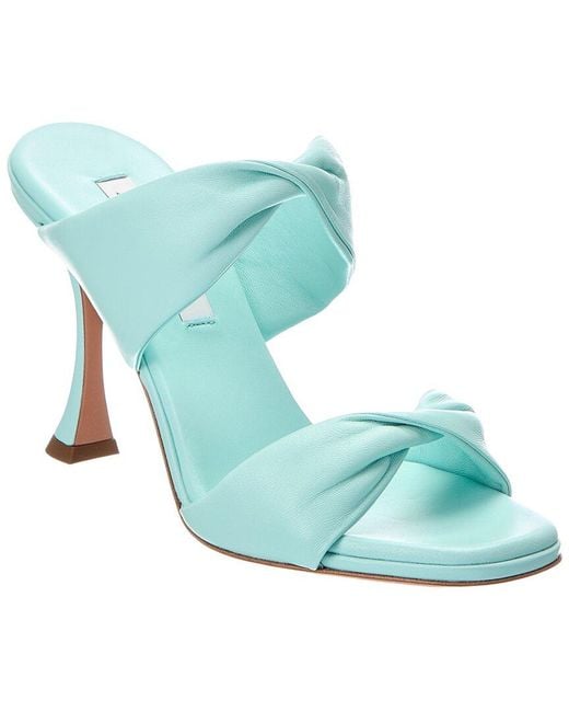 Aquazzura Blue Twist 95 Leather Sandal