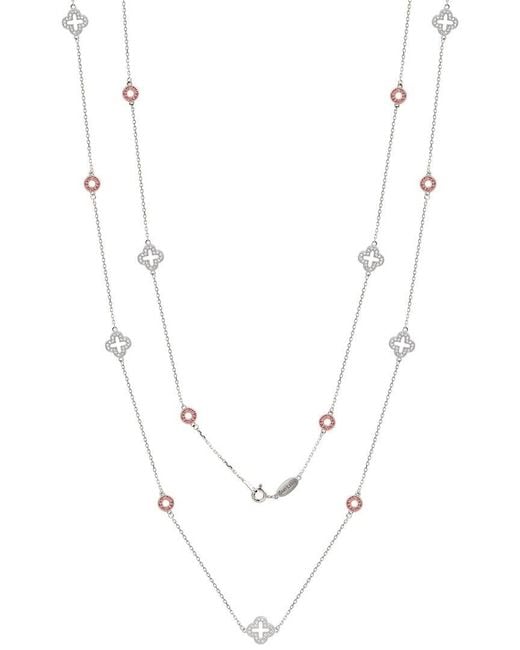 Suzy Levian White 0.02 Ct. Tw. Diamond & Sapphire & Created Sapphire Station Necklace
