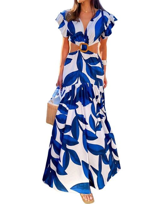 MIRA RICHI Blue Maxi Dress