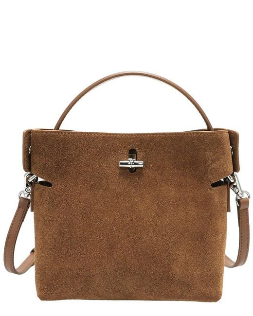Tiffany & Fred Paris Brown Suede Mini Top Handle Crossbody