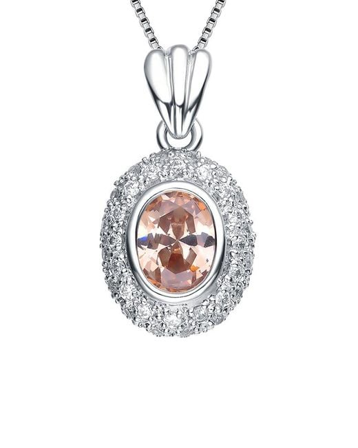 Genevive Jewelry White Silver Cz Pendant