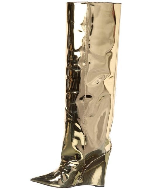 Jimmy Choo Metallic Dnu Pack Blake 110 Leather Wedge Knee-High Boot