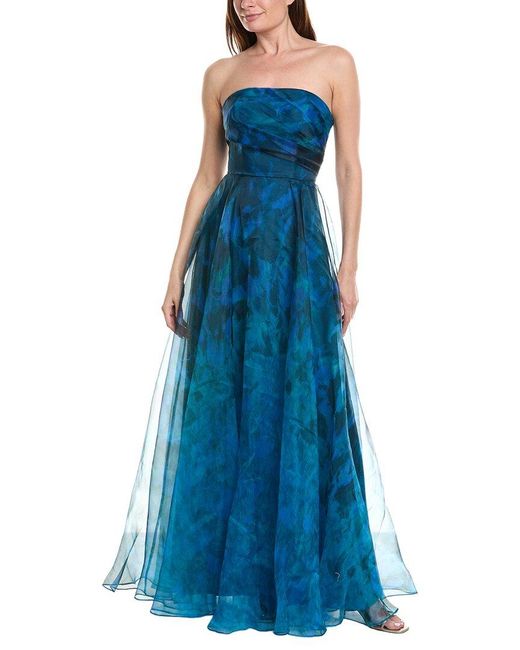 Rene Ruiz Blue Strapless A-Line Subtle Sweetheart Neckline Gown