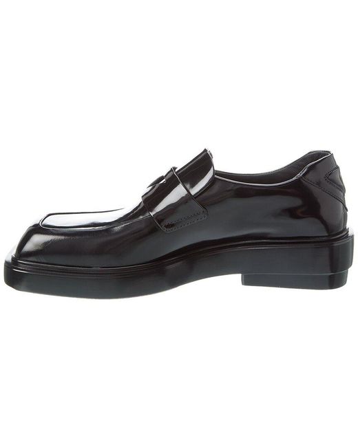 Prada Black Brushed Leather Loafer