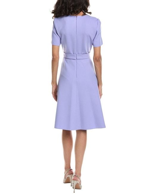 Oscar de la Renta Blue Wool-Blend Midi Dress