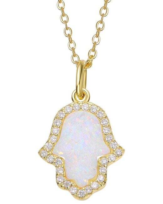 Genevive Jewelry Metallic Rachel Glauber 14K Plated Cz Pendant Necklace