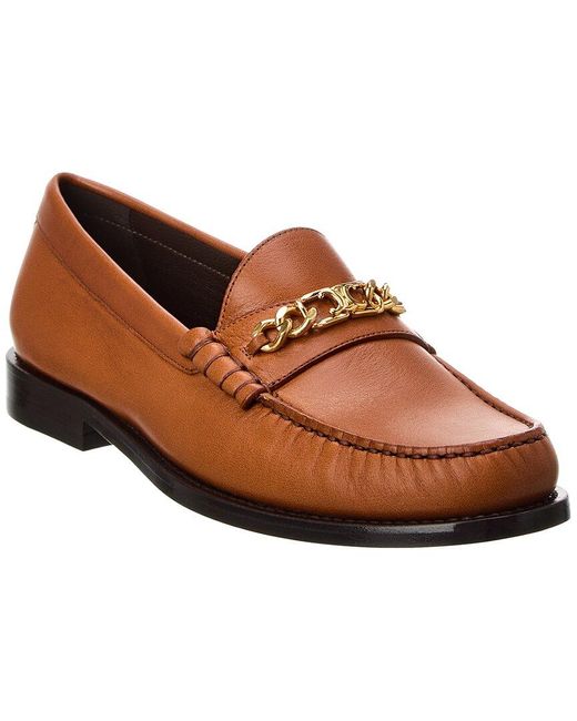 Céline Brown Luco Chain Detail Leather Loafer