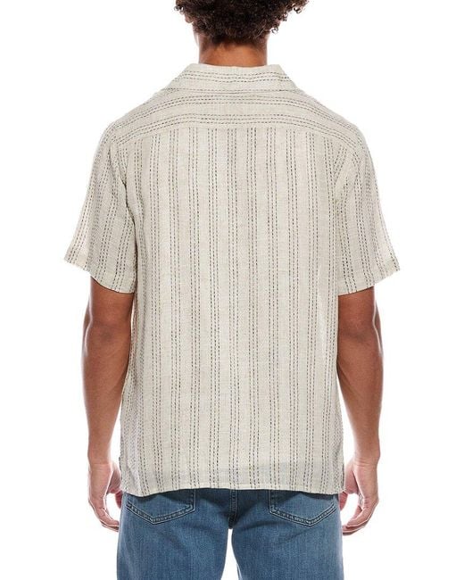 Karl Lagerfeld Gray Vertical Pick Linen-Blend Shirt for men