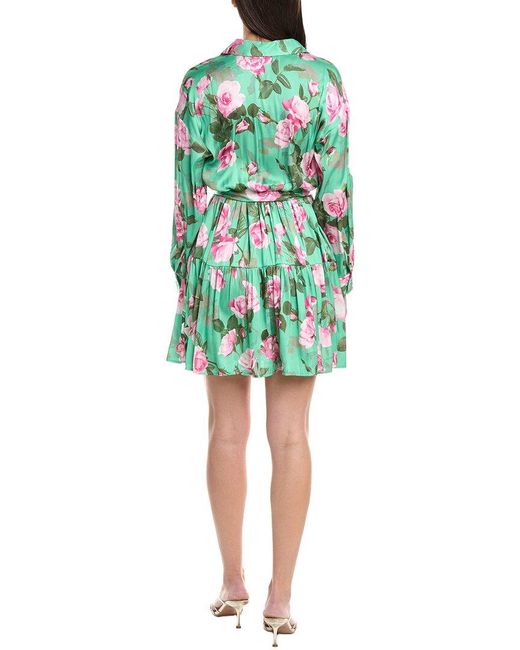 L'Agence Green Virlen Tiered Shirtdress