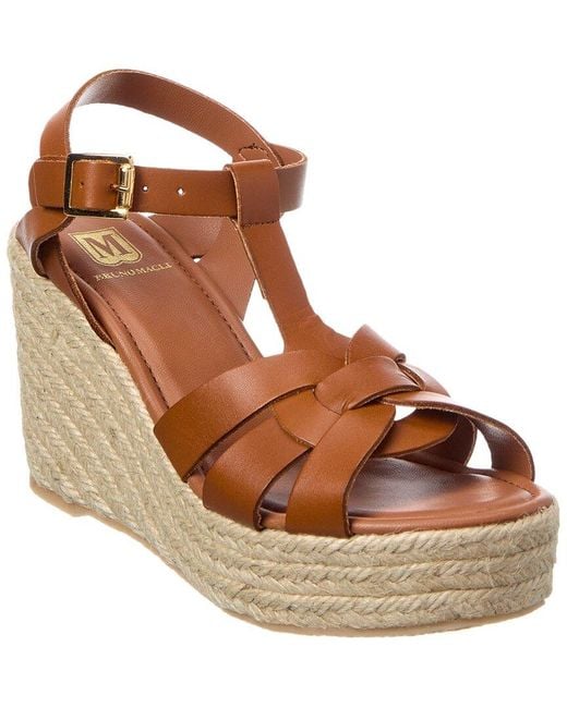 M by Bruno Magli Brown Estra Leather Wedge Sandal