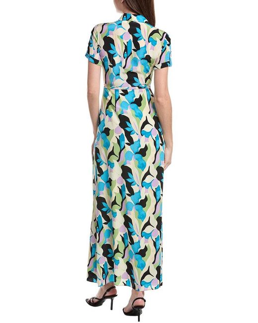 Diane von Furstenberg Green Collared Silk Shirtdress