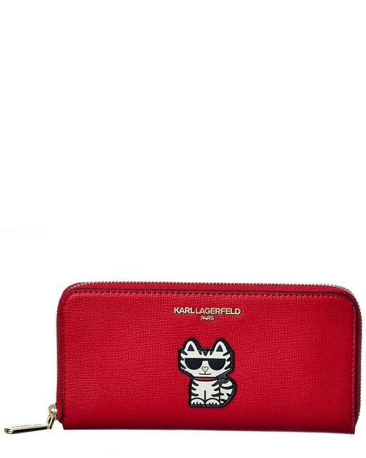 Karl Lagerfeld Red Maybelle Zip Wallet