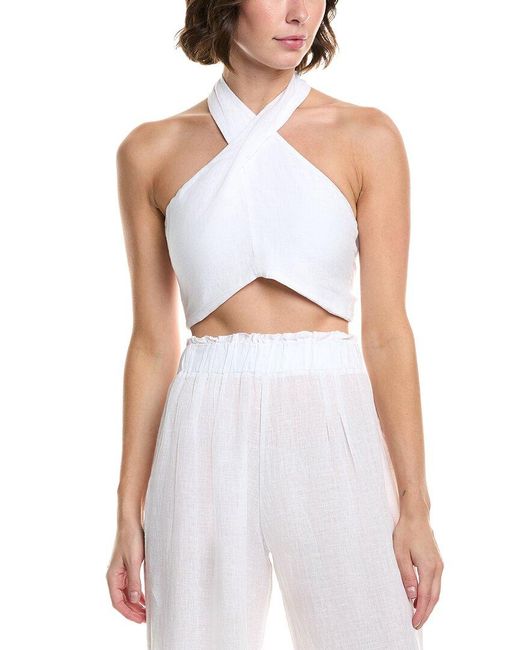 PQ Swim White Linen Wrap Top
