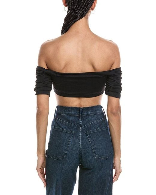 Susana Monaco Black Gathered Off The Shoulder Top