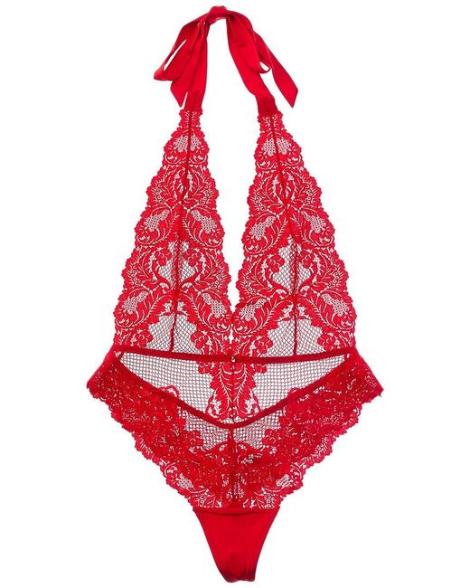 Le Mystere Red Lace Allure Bodysuit