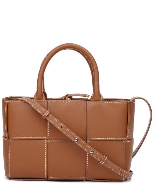 Tiffany & Fred Paris Brown Woven Leather Top Handle Bag