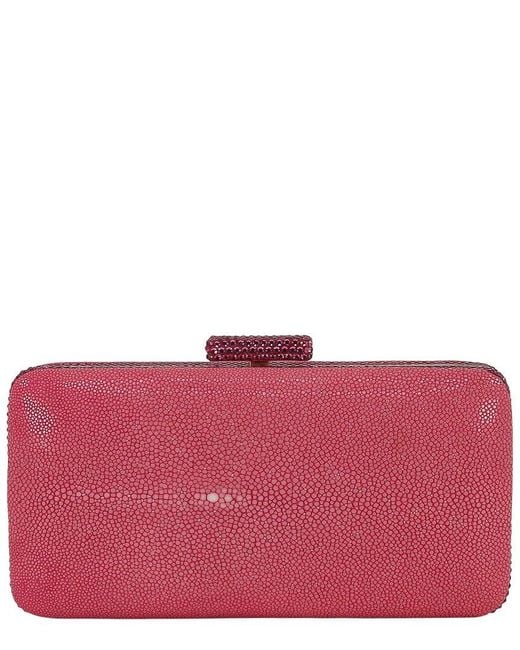 Badgley Mischka Red Evelyn Leather Clutch