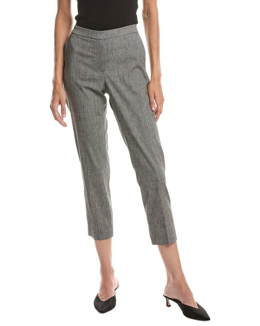 Theory Gray Treeca Pull On Linen-Blend Pant
